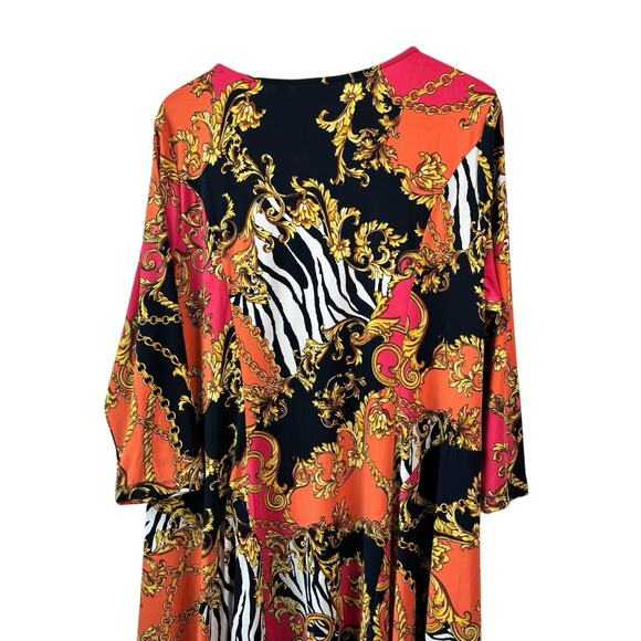 Susan Graver Womens Dress XL Orange Multi Color Liquid Knit Zebra Chain Stretchy - Picture 4 of 7